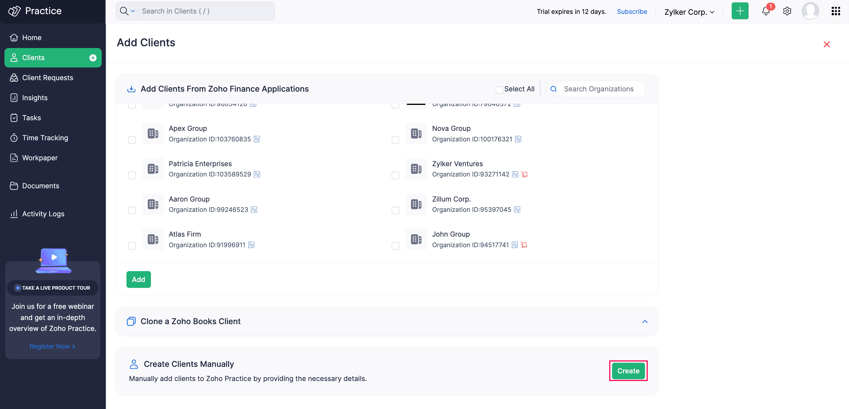 Create Clients Manually