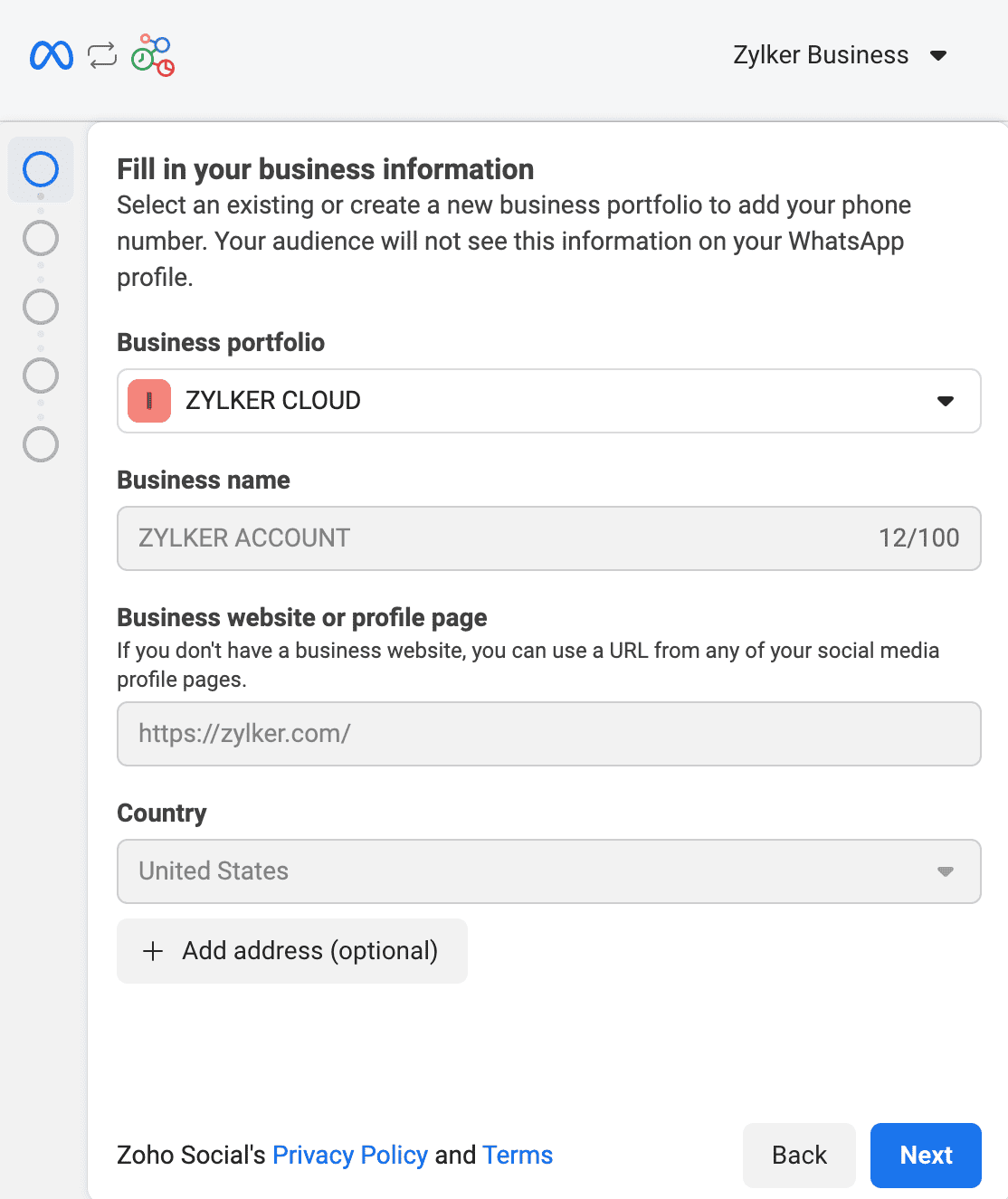 WhatsApp Business Info.
