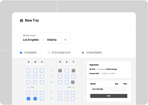 Online seat selection in Zoho spend