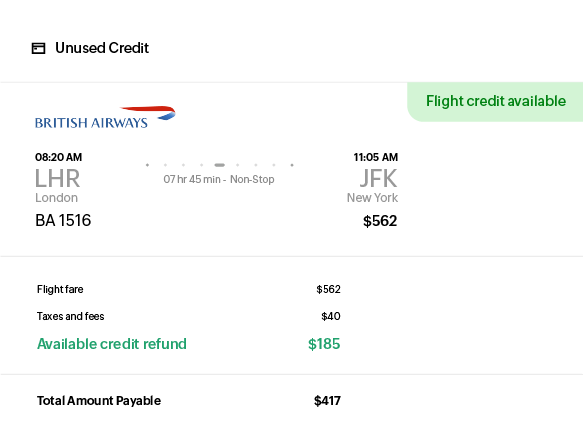 Unused credit tracking in Zoho Spend