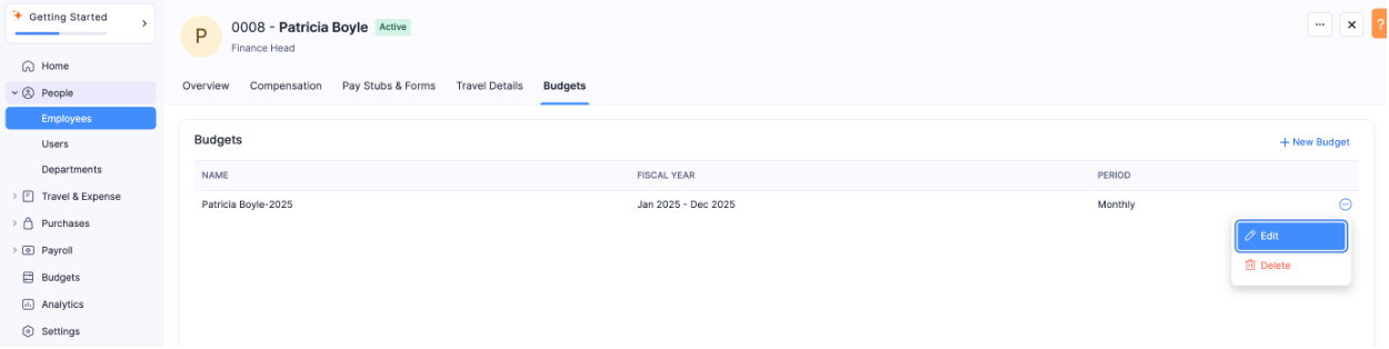Edit Employee Budget