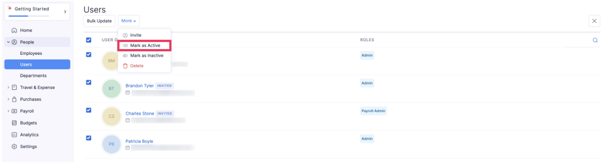 Mark Users as Active