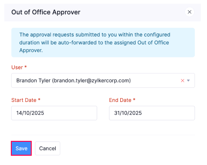 Add Out Of Office Approver