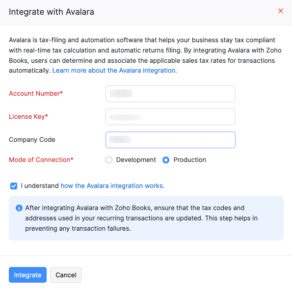 Avalara Integration Enabled